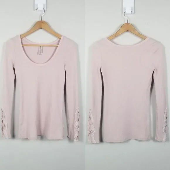 Free People Rare Crafty Cuff Green and Blush Thermal Top Bundle (2) Size Medium - Picture 8 of 13